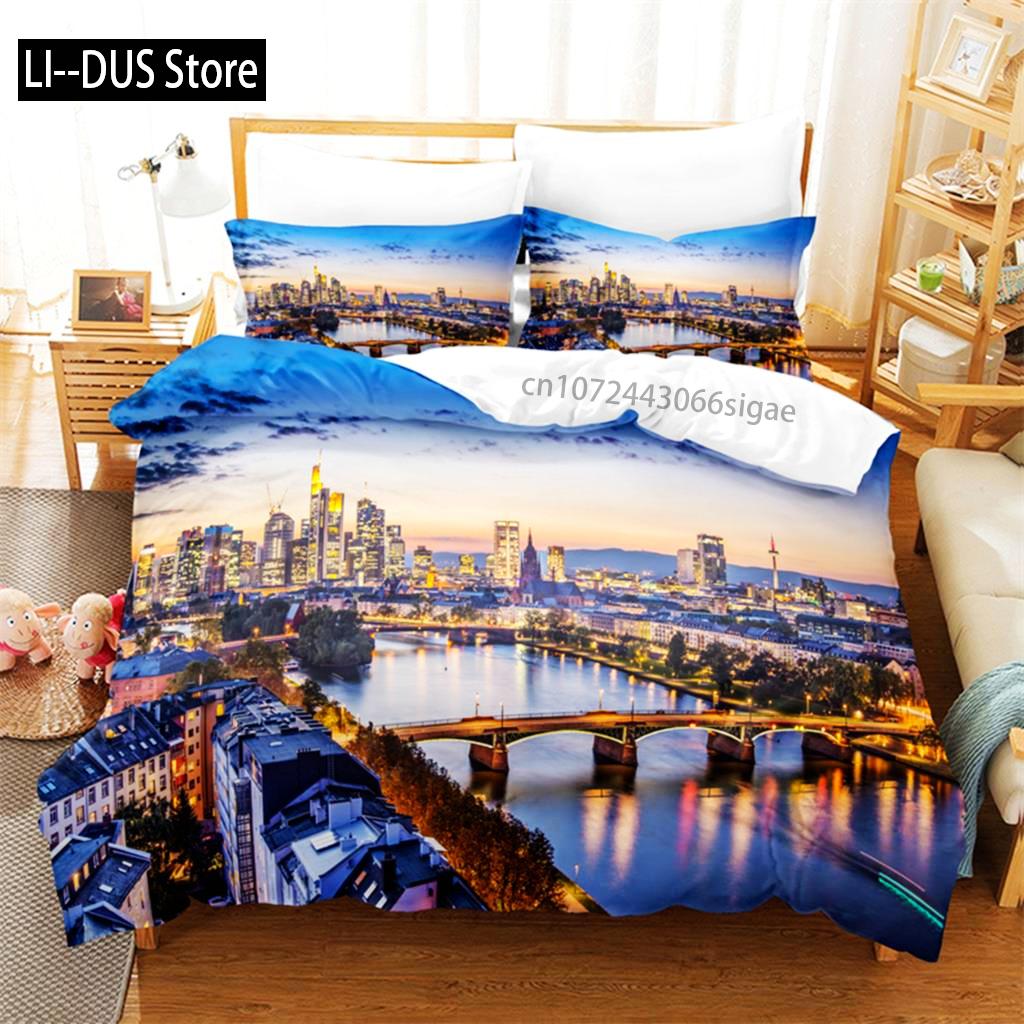 City Night Scene Bedding Set Duvet Cover Sets 3d Bedding Digital Printing Queen Size Bedding Set Fashion Design