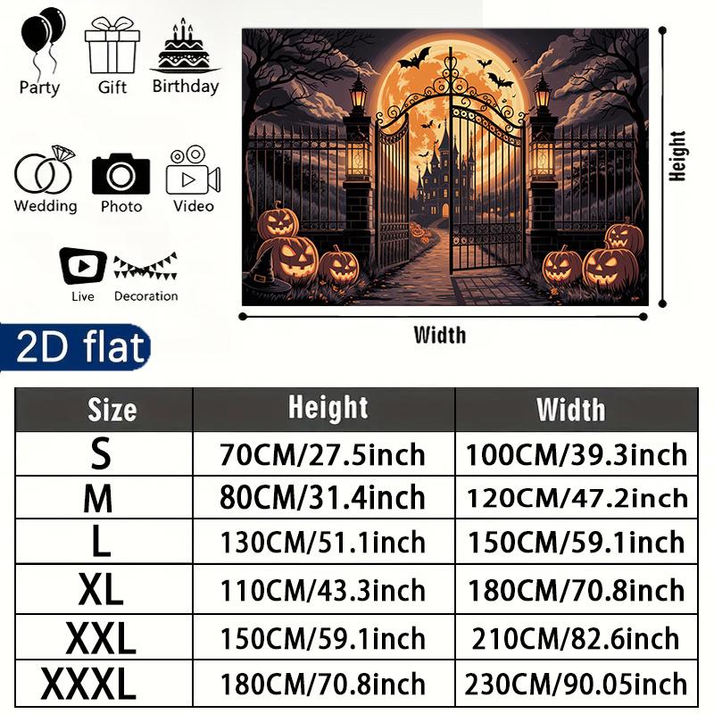 Party Backdrop Halloween Castle Flat Banners Pumpkin Ghost Celebrations Wedding Enthusiasts Celebration Photo Booth Front Door Decor