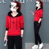 Spring Slimming and Stylish Hooded Pullover Women's Long-sleeved Casual Sportswear Set with Loose Fit Design