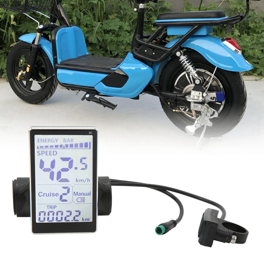 Electric Bike LCD Meter 5 Pin 24V 36V 48V 60V Universal E Scooter M5 LCD Panel Screen for 31.8 22.2mm Electric Bikes