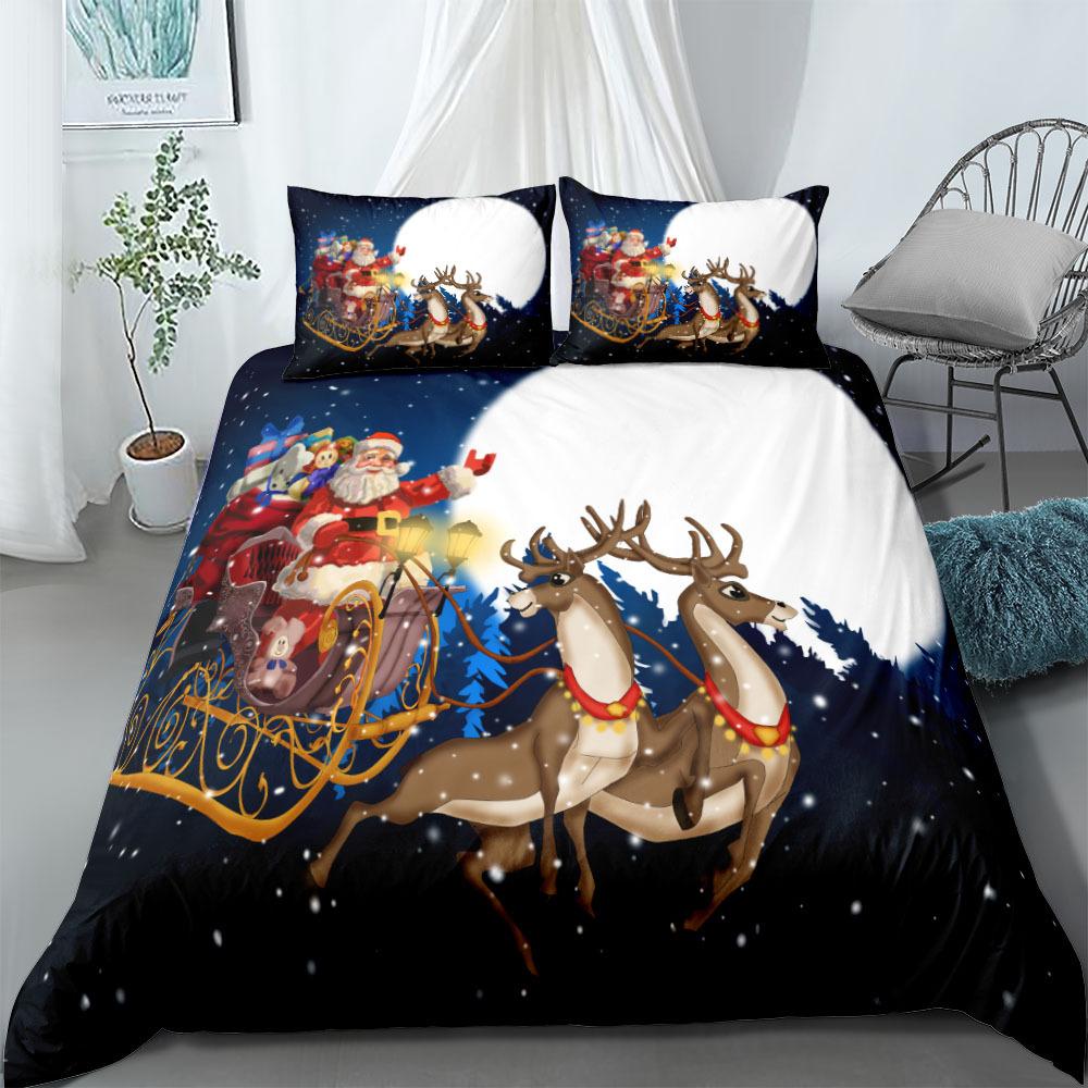 Santa Claus Christmas Gift Bedding Set King Queen Twin Single Size Duvet Cover Pillow Cases Bed Linen Set