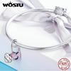 WOSTU Tribute Love My Family baumelnde Charms aus 925er-Sterlingsilber mit Clip-Pin-Perlen, passend für Original-Armbänder
