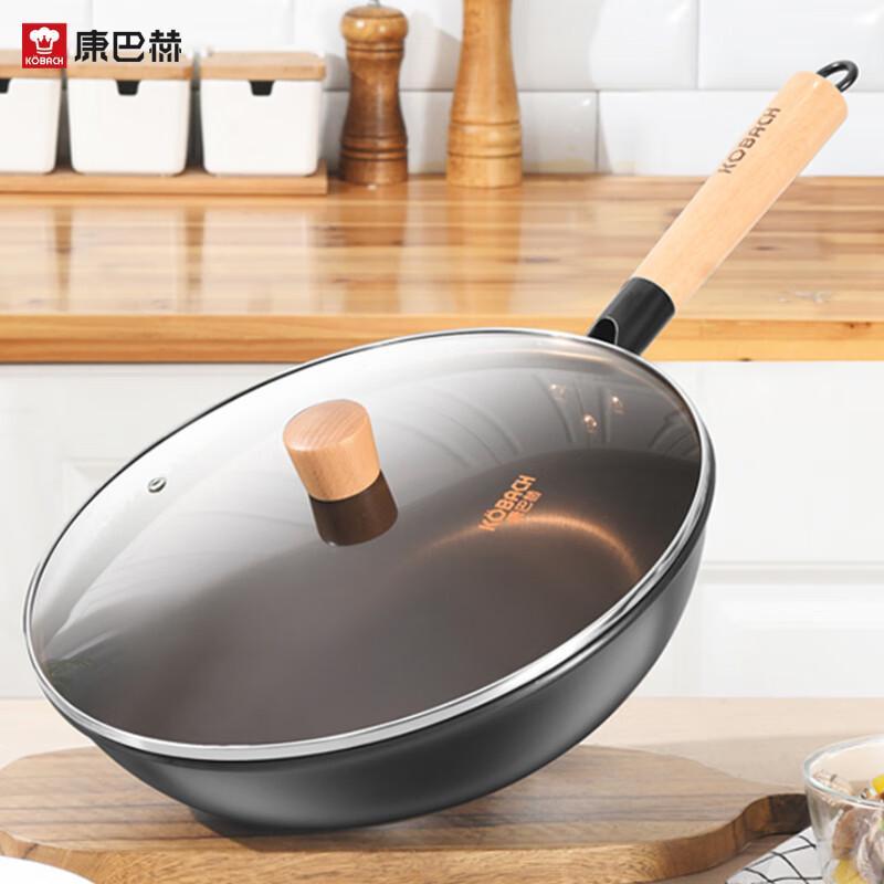 KOBACH 32cm Non-Coated Refined Iron Wok