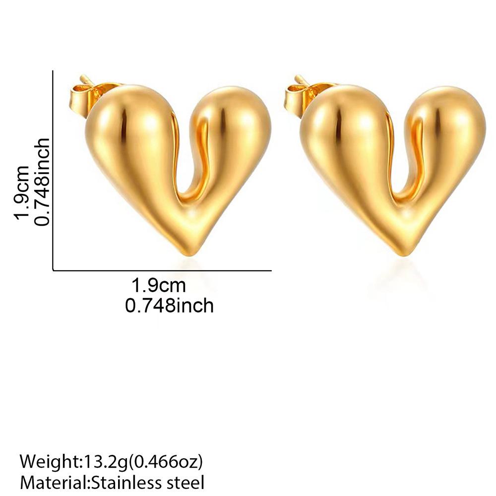Stainless Steel Irregular Heart Earrings for Women Fashion Metal Geometric Texture Chunky Hoop Earrings Statement Jewelry Gift