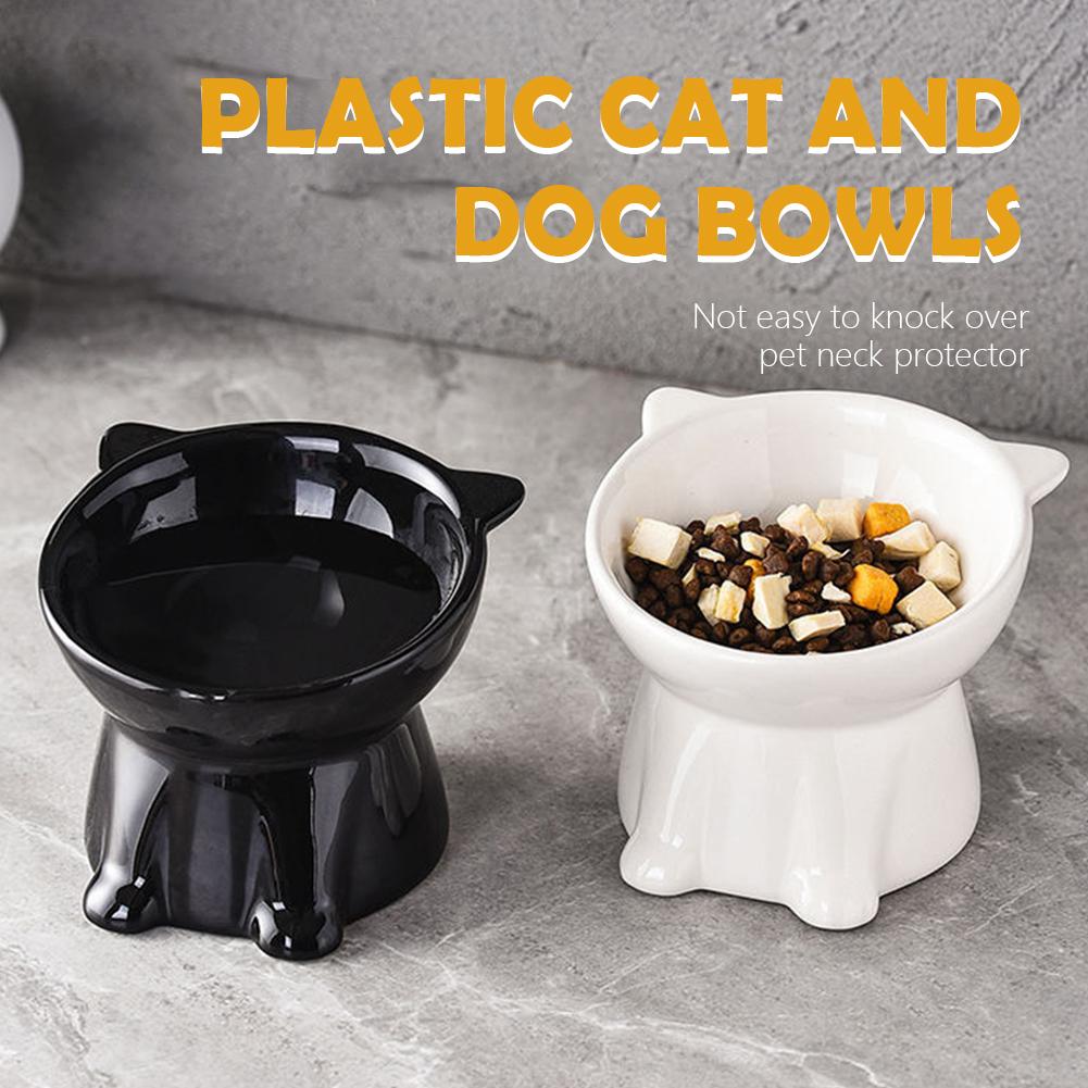 Wide Shallow Cat Bowl for Flat-Faced Cats, Large Capacity Non-Spill Pet Dish with Elevated Design Neck Protection Pet Bowl