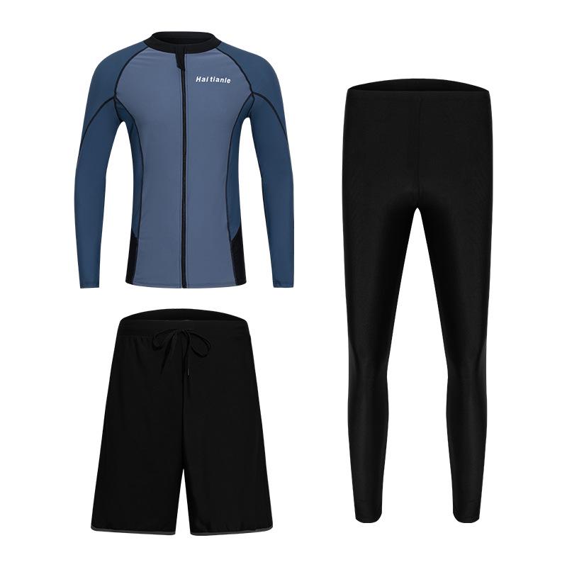 

Unisex Color-Blocked Long-Sleeve Swimwear Set: Diving, Surfing, Beach 3XL