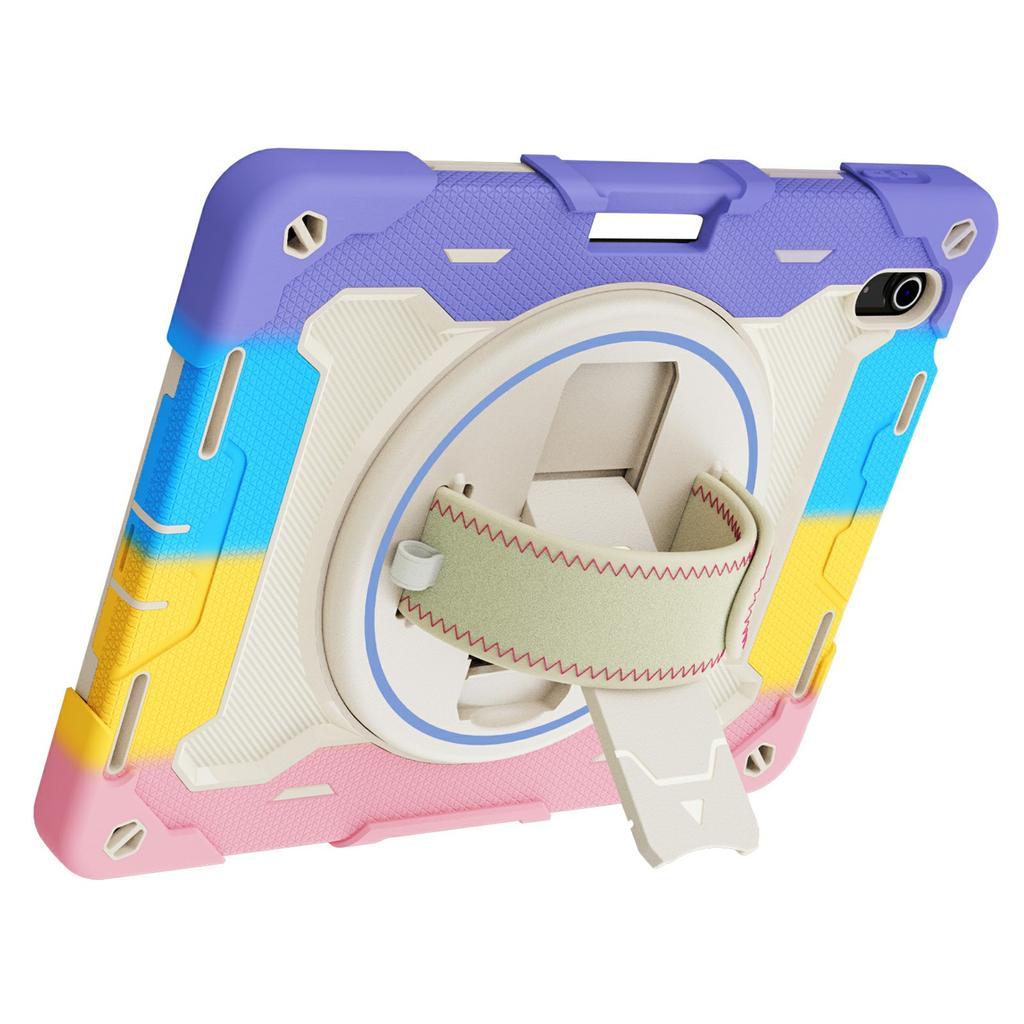 For iPad (2025)/iPad 10.9 (2022) Case Kickstand Hand Strap PC + Silicone Tablet Cover