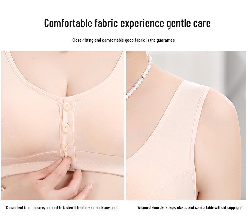 Bügel-freier Baumwoll-BH mit Frontverschluss für Frauen mittleren und höheren Alters