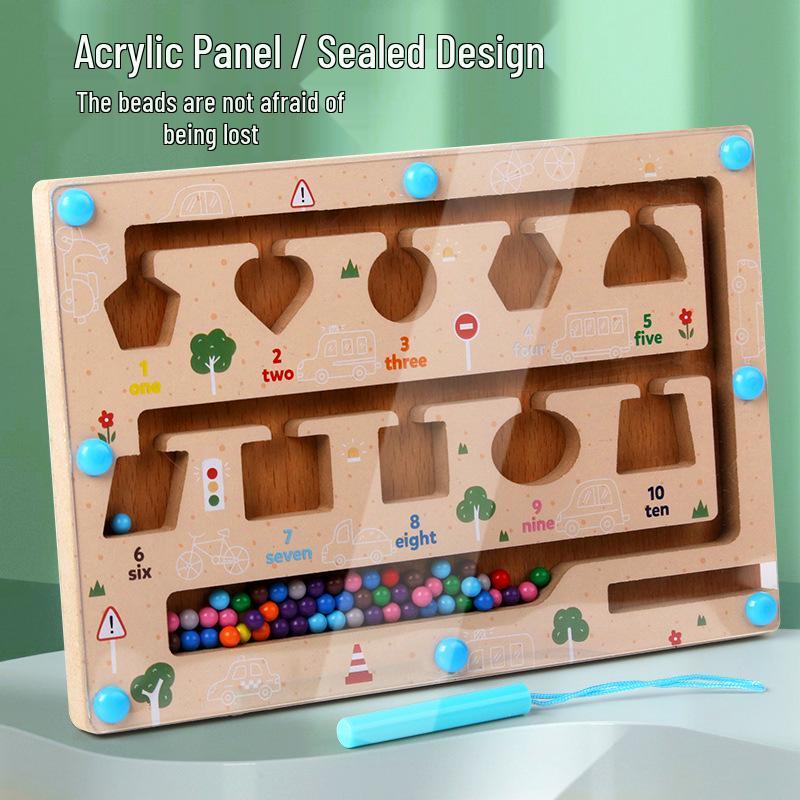 Wooden Magnetic Maze Toy: Number Recognition & Concentration Training for Kids 3+