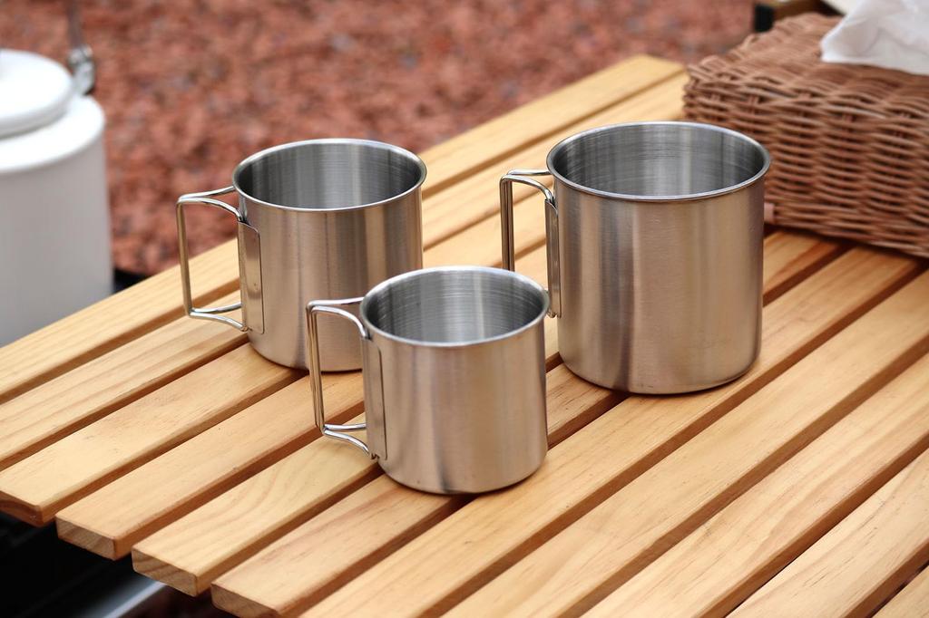Seekdem Stackable Stainless Steel Mugs, Set of 3, Outdoor/Camping Mugs with Mesh Bag (SD-SMG3SET)