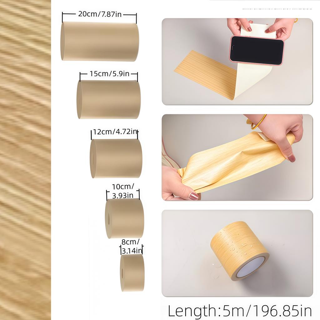 1pc Realistic Wood Grain Repair Adhensive Duct Tape Floor Furniture Renovation Skirting Line Sticker Home Decoration