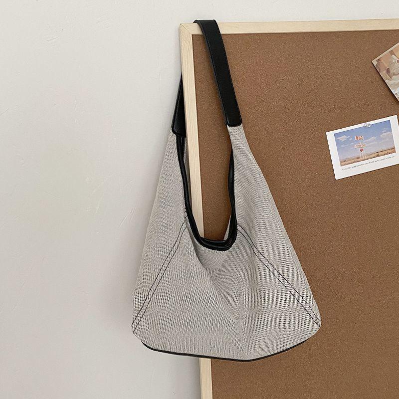 Large Capacity Canvas Bag Women s Trendy Shoulder Underarm Bag Casual College Student School Commuter Tote Bag чёрный 1629₽