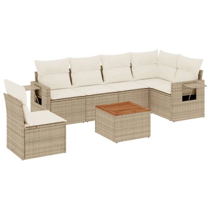 VidaXL Garden Lounge Set with Cushions 7 Pcs, Patio Sofas, Patio Furniture Set, Outdoor Furniture, Beige 3224588