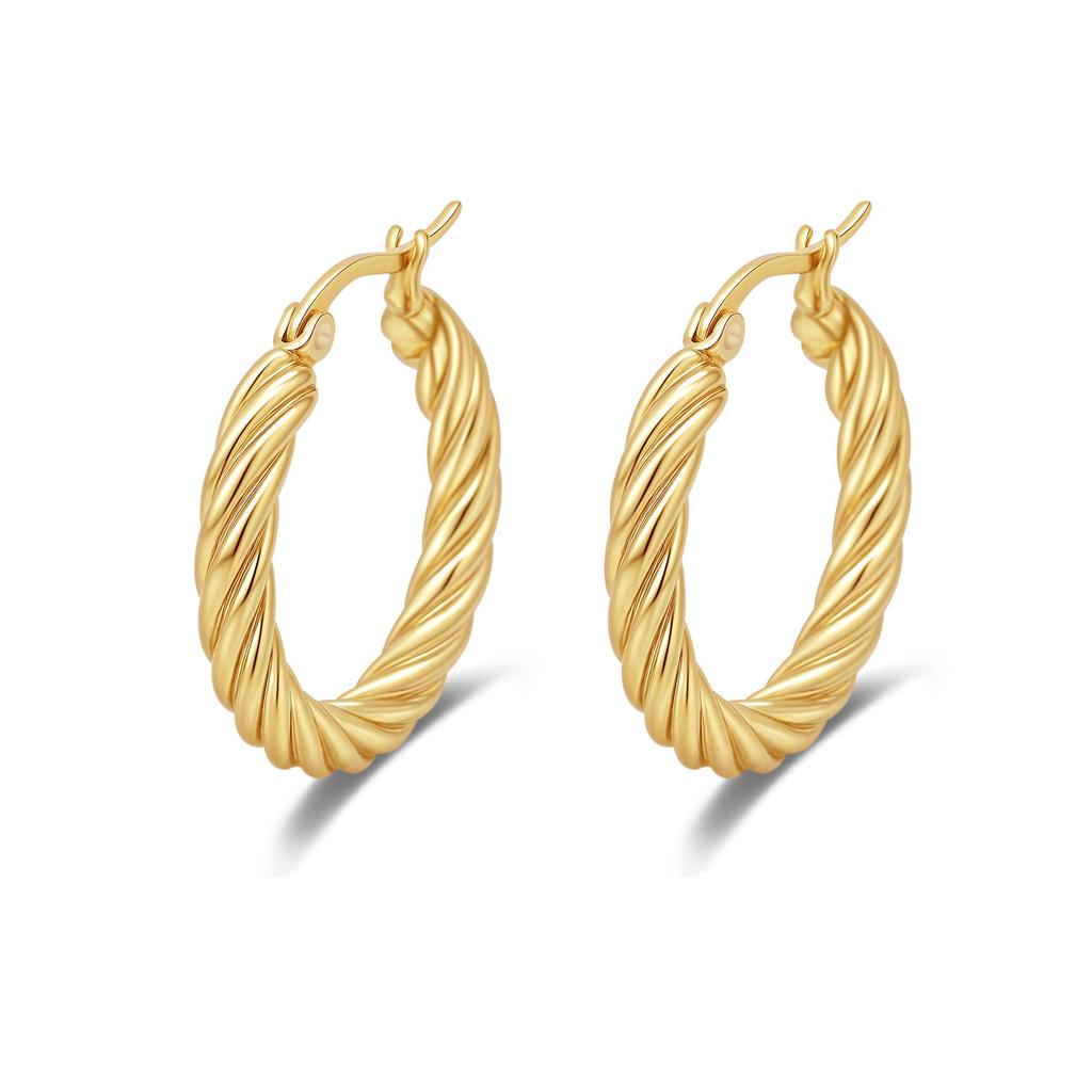 2025 Trendy European & American Titanium Steel Large Hoop Earrings - Simple Design, Round Wire Ear Studs