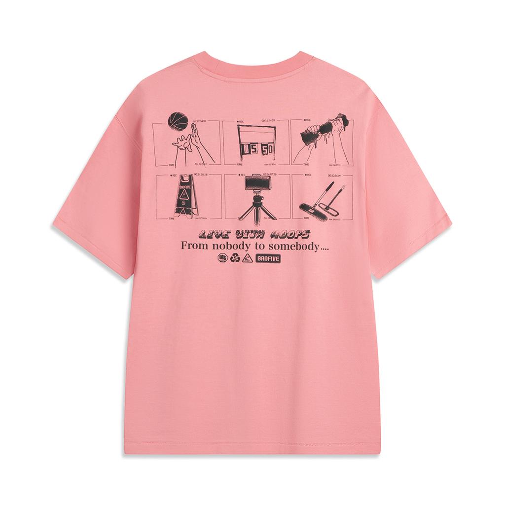 Li Ning Badfive Series Comfortable Casual Simple Versatile Round Neck Drop Shoulder Loose Breathable Short Sleeve T-Shirt Men Tops AHSV027-7