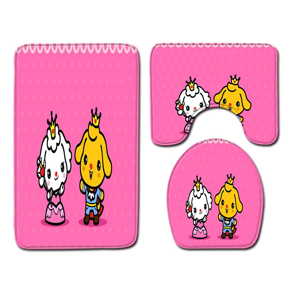 Animation Bathroom Floor Mat Three-Piece Bathroom Carpet Toilet Mat Set Door Mat Bathroom Non-Slip Mat