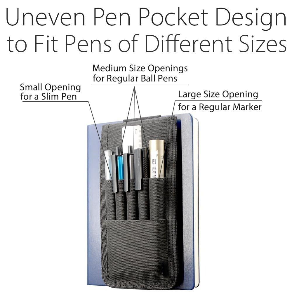 Detachable Pen Sleeve Case Adjustable Hard Cover Journals Pen Holder for Books Binders