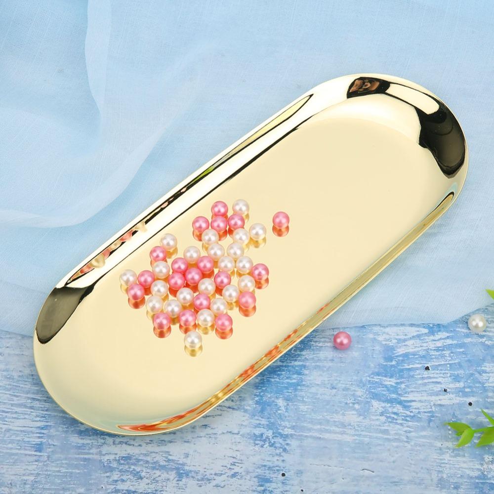 Auxiliary Tools 430 Stainless Steel Storage Tray Oval Shape 23CM Stainless Steel Tray Decorative Tray Bathroom Decor