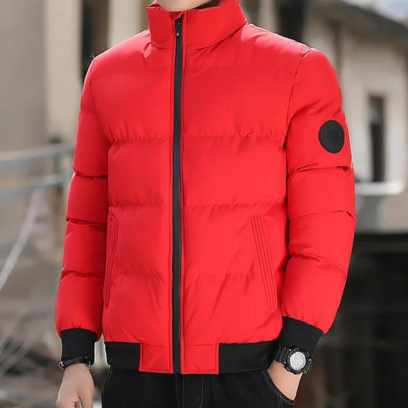 Winter Solid Color Zipper Down Jacket Thick Cotton Jacket Men Trendy Casual Youth Coat Versatile Comfortable Top