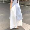 Blue striped short-sleeved shirt dress women's summer 2026 new loose casual fashion wide-leg pants two-piece set