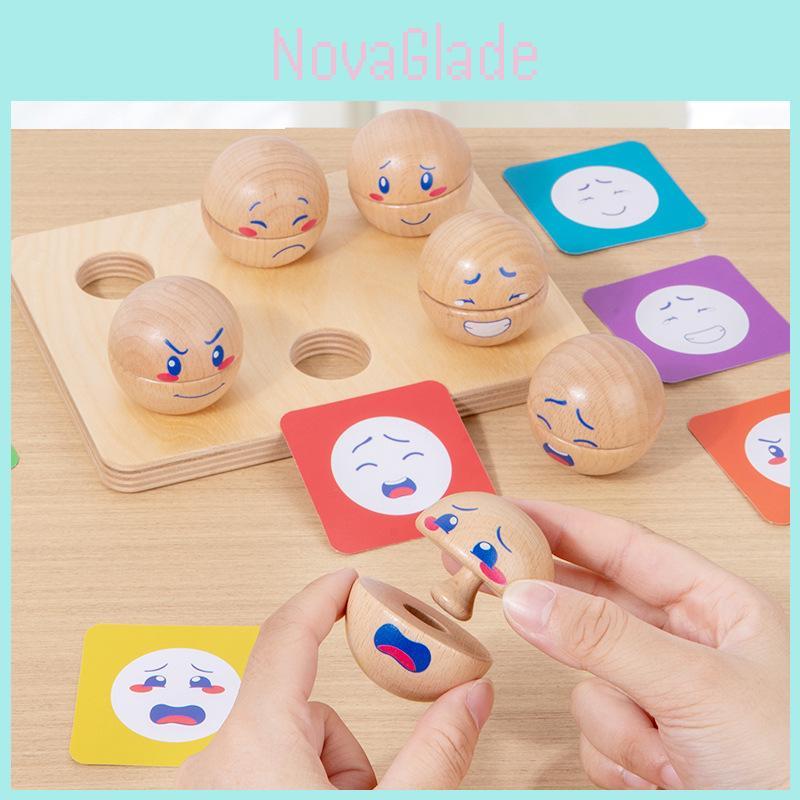 Wooden Emotional Expression Ball Educational Toy For Parent Child Interactive Play