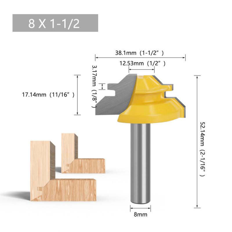 1/4" 8mm Schaft 45 Grad Zapfenfräser Paneellinien Fräser Hartmetall Fräser