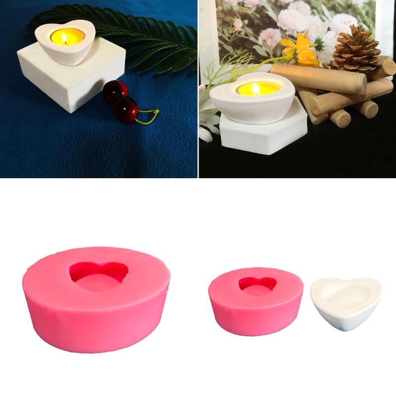 Heart Shape Candlestick Mold Plaster Silicone Mold Candle Holder Concrete Cement Mold Handmade Resin Craft Decor