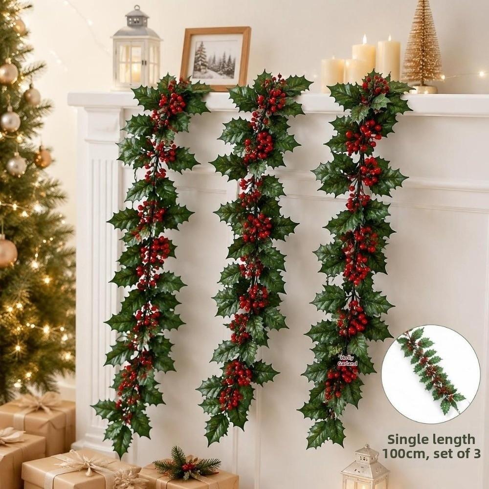 Ultra Long Artificial Holly Garland Vibrant Green Leaves Fake Ivy Garland Halloween