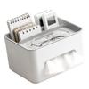 Tissue Box Cover Rectangular Multifunctional Napkin Box Holder with Remote Control Box for Living Room