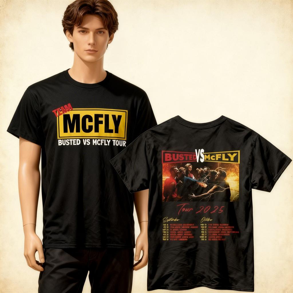 McFly Vs Busted Tour 2025 T-Shirt Team McFly Band Front & Back Concert Gift Top