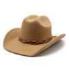 Classic Wool Felt Western Cowboy Hat With Wide Brim For Summer Outdoor Activities