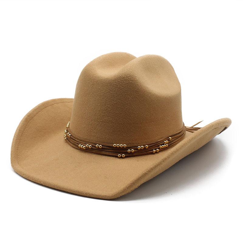 Classic Wool Felt Western Cowboy Hat With Wide Brim For Summer Outdoor Activities
