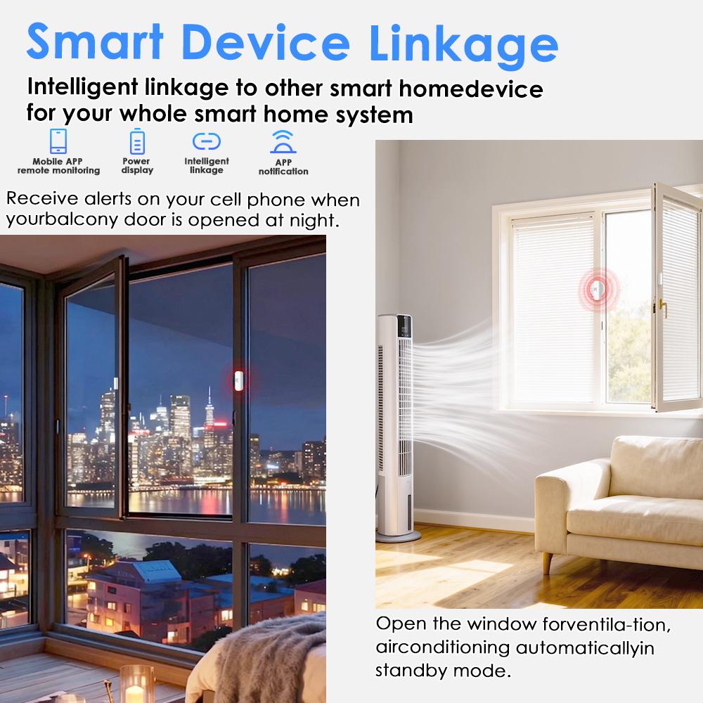 Tuya WiFi or Zigbee Door/Window Sensor Smart Home Open/Closed Alarm Security System Smart Life Remote Monitoring
