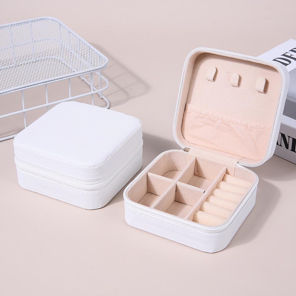 Mini-Schmuckaufbewahrungsbox, Reise-Schmuckschatulle für Ohrringe und Halsketten, kompakte Ringverpackung, Reißverschluss, Clamshell-Schmuckschatulle