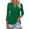 Women's Casual V-Neck Three-Quarter Sleeve Blouse with Print for Summer