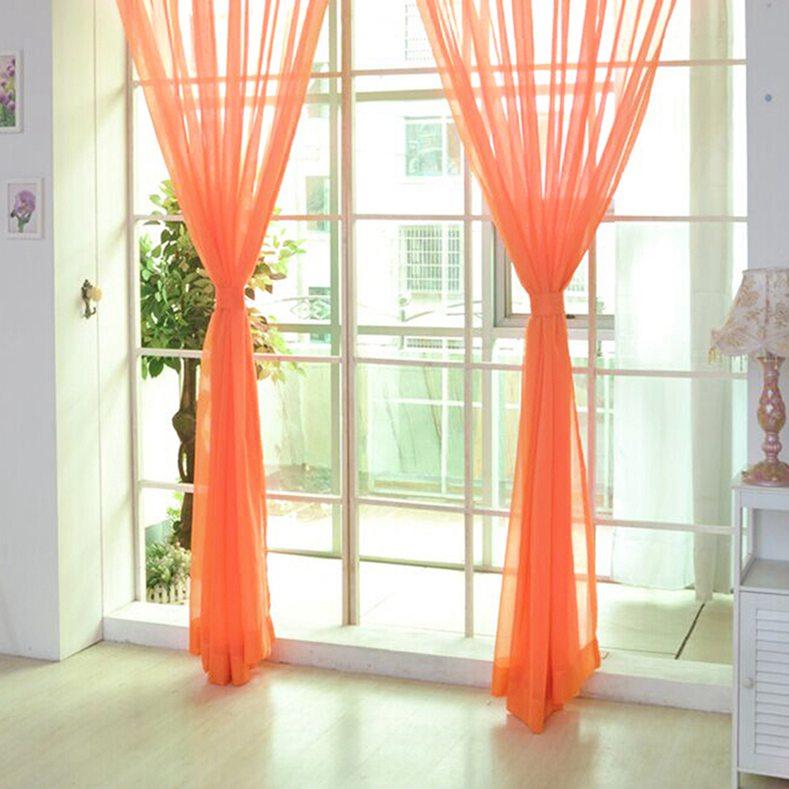1 Pcs Colorful Sheer Tulle Curtains Polyester Solid Color Rod Pocket Curtain For Bedroom Kitchen Living Room Kid Room Classroom