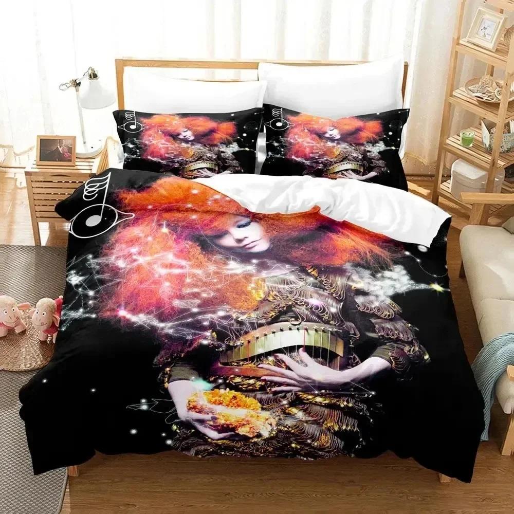 Juego de Cama de la Cantante Bjork Björk Funda Nórdica Juego de Cama Cubre Edredón Funda de Almohada Edredón Tamaño King Queen Niños Adultos Juego de Cama