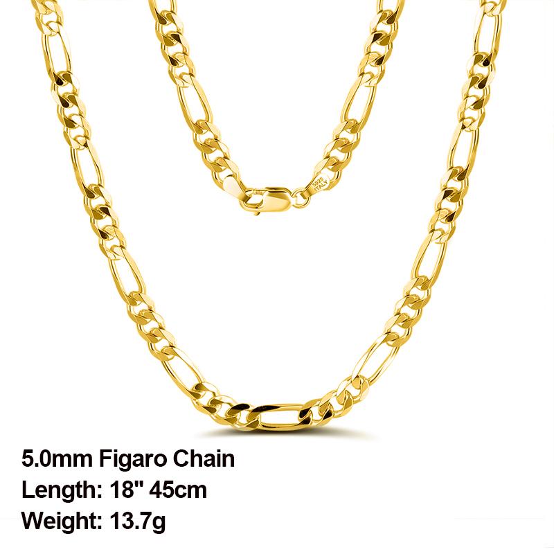 ORSA JEWELS Italian 925 Sterling Silver Diamond-Cut Figaro Chain Necklace S925 Silver Craft Men Women Neck Chains Jewelry SC34