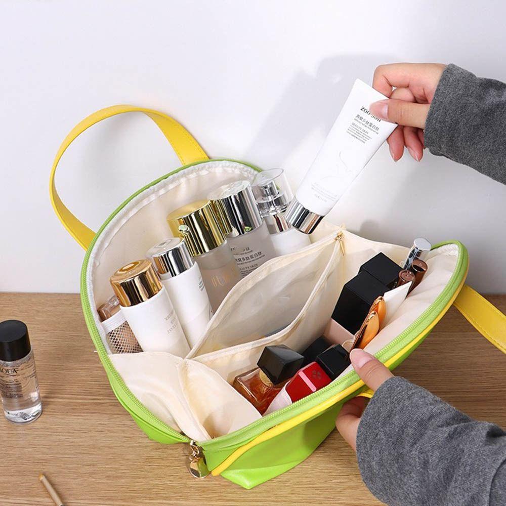 Storage Container PU Cosmetic Bag Large Capacity Washing Bag Portable Handheld  Make Up Bag  Girls