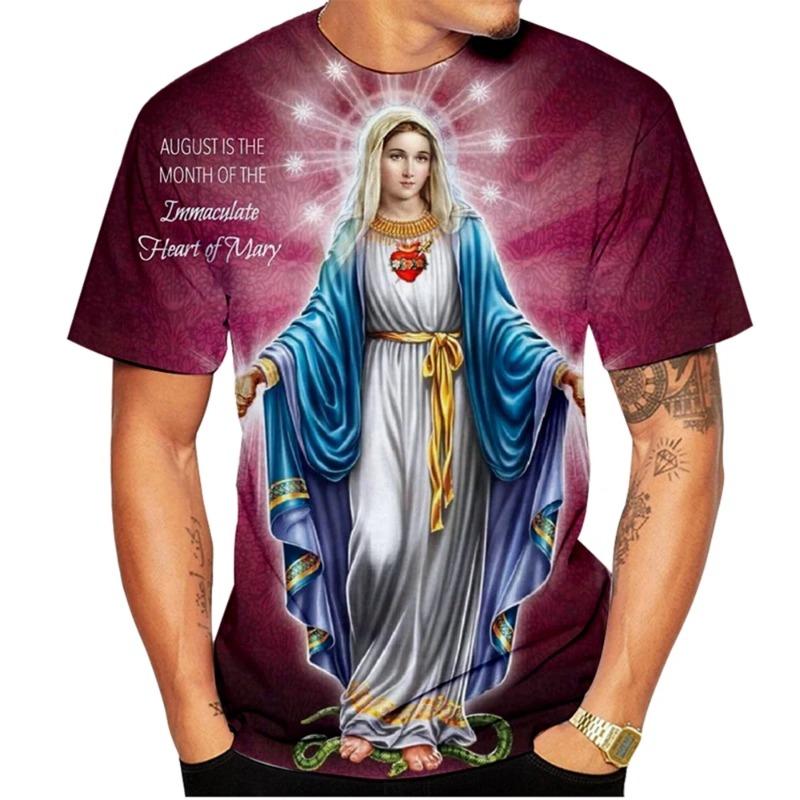 Santa Maria 3D Printed T-shirt Fun Men's Personalized Casual T-shirt Pull on O-Neck Short Sleeve Tee