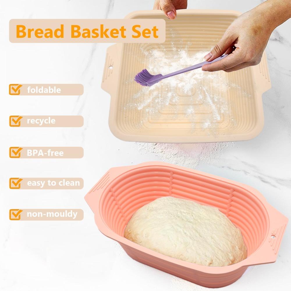 1Pc Collapsible Silicone Bread Fermentation Basket Non-stick Bread Proofing Baskets for Sourdough Baking for Various for Bread