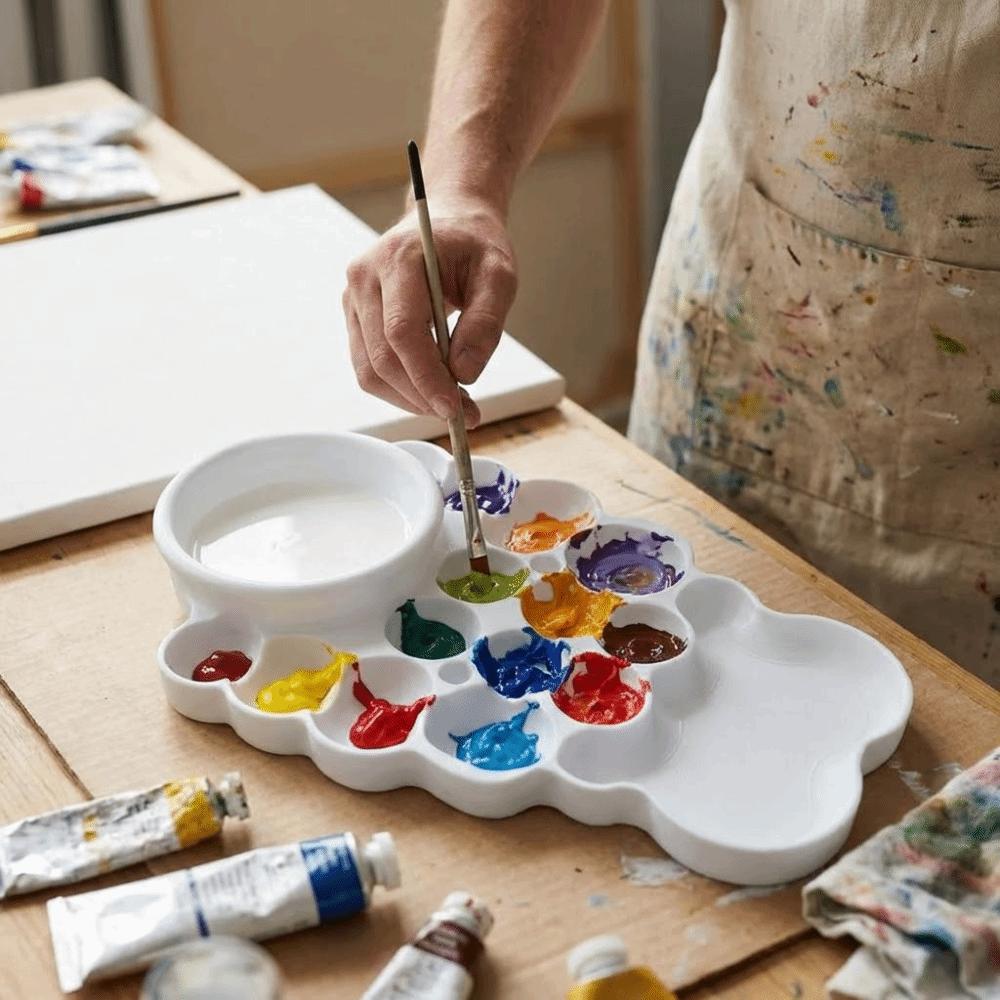 Multiple Compartments Painting Palette Reusable Paint Pigment Tray Color Mixing Pallet  Student
