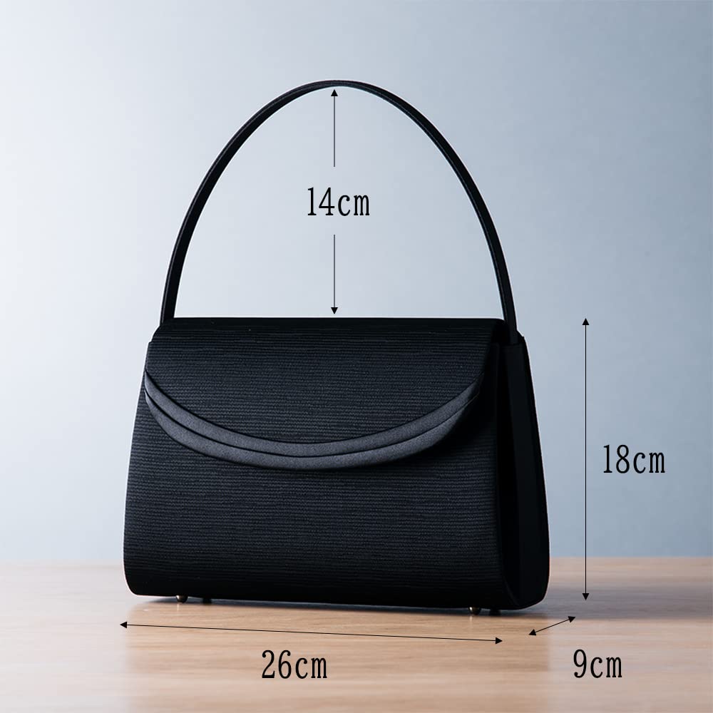 Iwasa Yonezawa Woven Formal Bag with Built-in Magnet, 9072, Black, Formal Wear, Women's, Funeral, Made in Japan, Large, Funeral Bag
