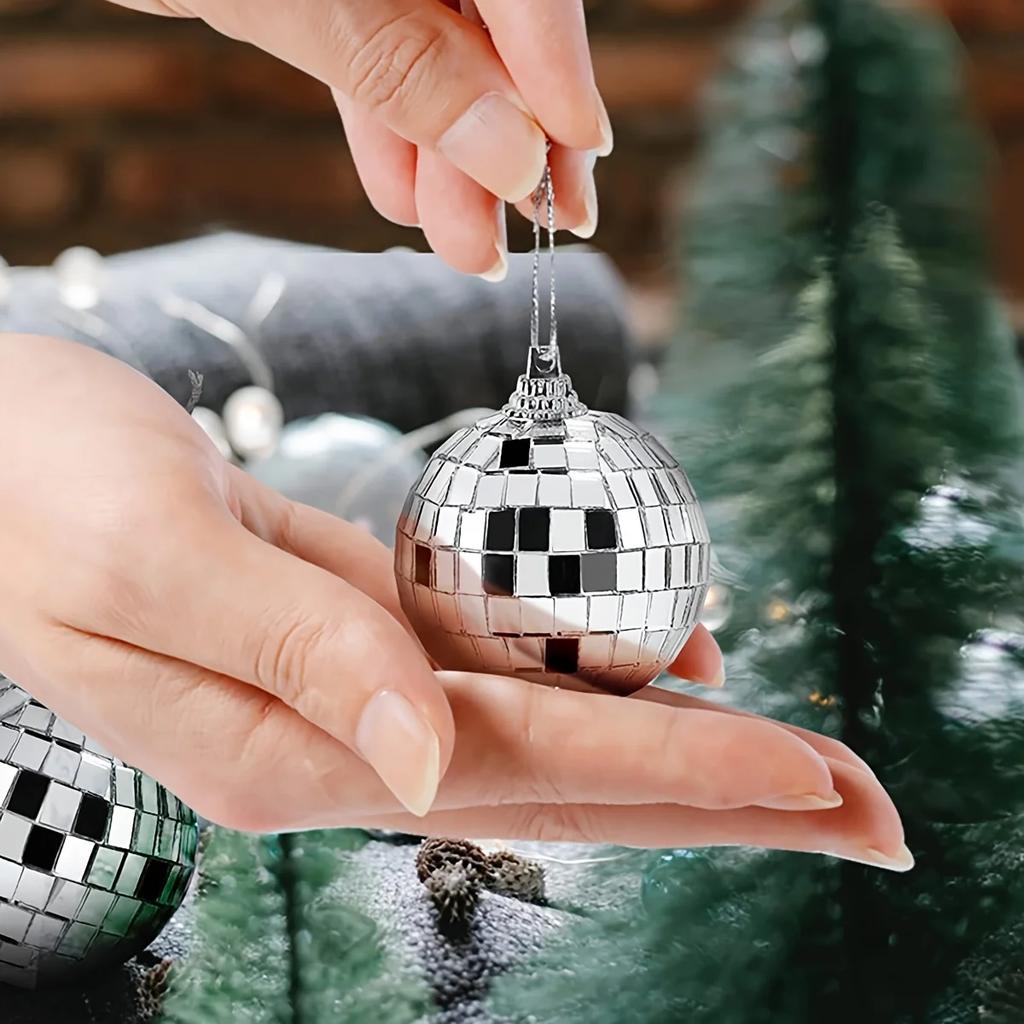 6pcs-Reflective Mirror Ball Glass Disco Ball Laser Ball Cake Decoration Party Decoration Wedding Decoration Christmas
