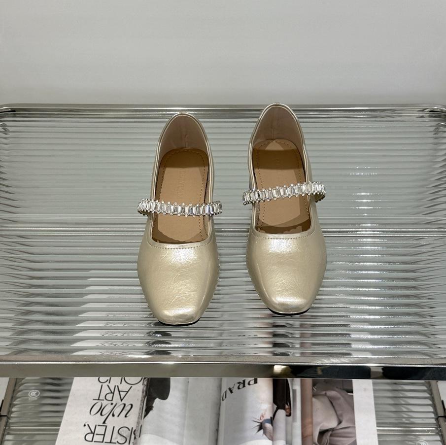 French Rhinestone Mary Jane Single Shoes Women's 2025 New Summer Skirt Evening Shoes Flat-soled Soft-soled Ballet Shoes