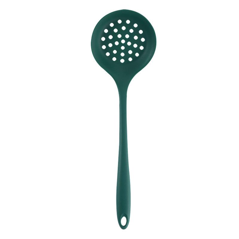 Silicone Kitchenware Set: Non-stick Spatula, Salad Spoon, Slotted Spoon, Rice Spoon, Flour Scoop, Strainer