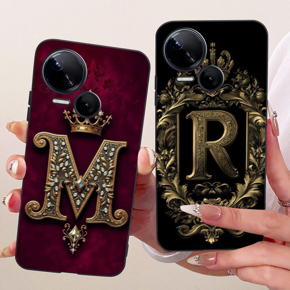 For Tecno Spark 10 5G Case KI8 Silicone Luxury A-Z Letters Crown 2D Flat Pattern Soft Casing For Techno Spark 10 5G K18 Cover