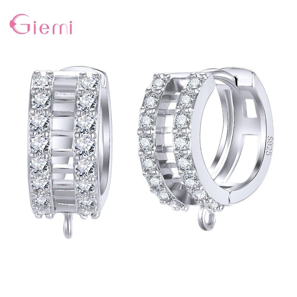 

925 Silver Needle Minimalist Geometric Zircon Hoop Earrings For Women Party Fashion Types Jewelry Accessory Wholesale