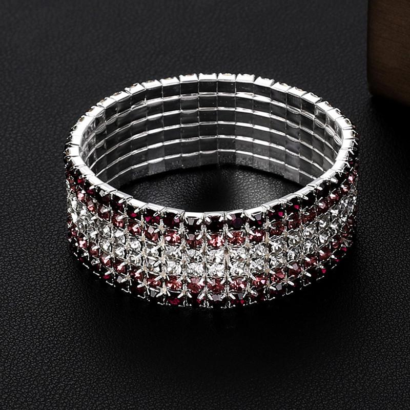 Multi-Row Rhinestone Bracelet Bride Multi-Layer Elastic Crystal Full Diamond Bracelet Women