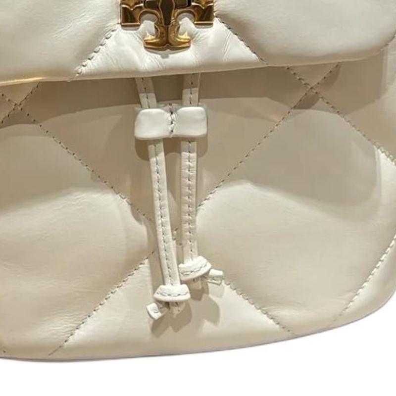 Tory Burch Kira Quilted Diamond Pattern Metal Hardware Leather Mini Backpack Women Backpack Warm-White 170485-100